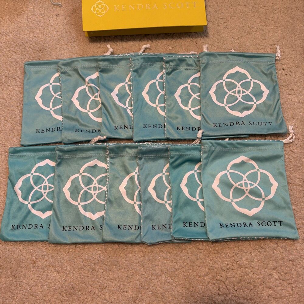 Kendra Scott Teal Drawstring Jewelry Pouches, Lot of 12 Pouch Bags one bag